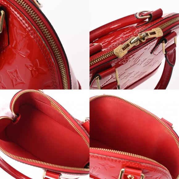 Louis Vuitton Patent BB Red Cerise Handbag Alma Monogram Vernis - Picture 11 of 12